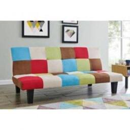 Home Detail Atlanta Fabric Patchwork Sofa Bed With Tufted Detail & Black Legs - thumbnail 1