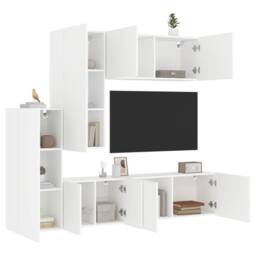 Berkfield Home 5 Piece TV Wall Units White Engineered Wood - thumbnail 2
