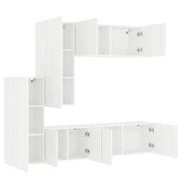 Berkfield Home 5 Piece TV Wall Units White Engineered Wood - thumbnail 4