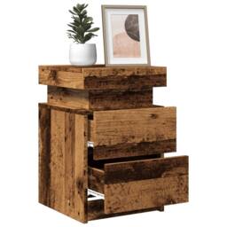 Berkfield Home Bedside Cabinets with LED 2 pcs Old Wood 35x39x55 cm Engineered Wood in Brown - Size: 35 x 39 x 55 cm - thumbnail 5