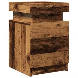 Berkfield Home Bedside Cabinets with LED 2 pcs Old Wood 35x39x55 cm Engineered Wood in Brown - Size: 35 x 39 x 55 cm - thumbnail 6
