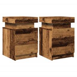 Berkfield Home Bedside Cabinets with LED 2 pcs Old Wood 35x39x55 cm Engineered Wood in Brown - Size: 35 x 39 x 55 cm - thumbnail 3