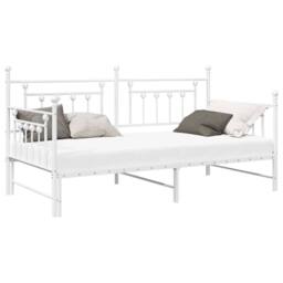 Berkfield Home White Daybed Frame with Trundle in White - 90x190 cm Steel