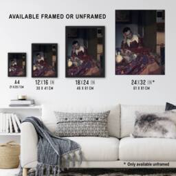 Artery8 A Maid Asleep Portrait Painting Vermeer Vintage Framed Wall Art Print - Size: A4 - thumbnail 3