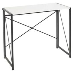 FORGEVIO Wooden Folding Table Steel Legs Computer Work Office Desk White - thumbnail 1