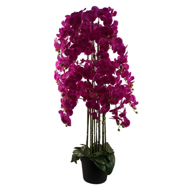 Leaf Giant Purple Orchid Plant Artificial 189 flowers REAL TOUCH Botanik in Green - image 1