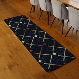 Benjamin Tate Design Luxury Gold Art Deco Runner Rug in Natural - Size: 67 cm x 230 cm - thumbnail 2