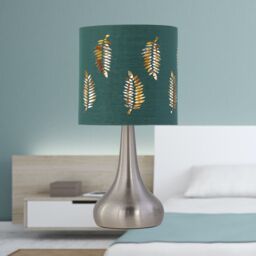 First Choice Lighting Set of 2 Romana - Brushed Chrome Touch Table Lamps Dark Green Shades in Silver - thumbnail 6