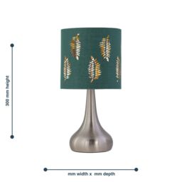 First Choice Lighting Set of 2 Romana - Brushed Chrome Touch Table Lamps Dark Green Shades in Silver - thumbnail 7