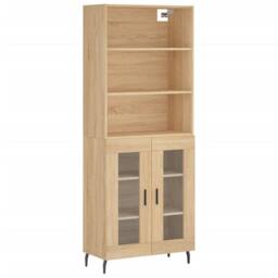 Berkfield Home Highboard Sonoma Oak 69.5x34x180 cm Engineered Wood in Light Tan - thumbnail 1
