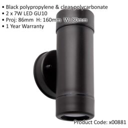 Loops Up & Down Twin Outdoor IP44 Downlight - Dimmable 2 x 7W GU10 LED - Black - thumbnail 2
