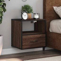 Berkfield Home Durable Wall-mounted Bedside Cabinet Brown Oak 40x31x39.5 cm - thumbnail 2