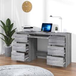 Berkfield Home Decorative Writing Desk Grey Sonoma 140x50x77 cm Engineered Wood - Size: 140 x 50 x 77 cm - thumbnail 7