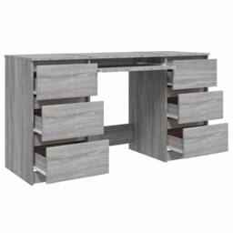 Berkfield Home Decorative Writing Desk Grey Sonoma 140x50x77 cm Engineered Wood - Size: 140 x 50 x 77 cm - thumbnail 5