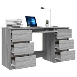Berkfield Home Decorative Writing Desk Grey Sonoma 140x50x77 cm Engineered Wood - Size: 140 x 50 x 77 cm - thumbnail 6