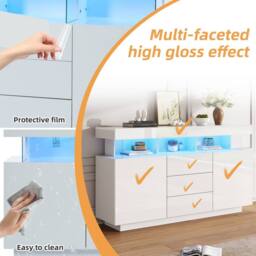 STILVORA Sideboard 140cm with LED White - thumbnail 8