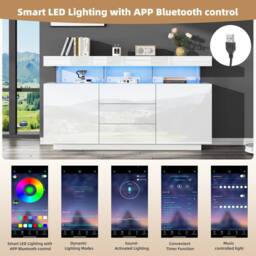 STILVORA Sideboard 140cm with LED White - thumbnail 7