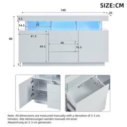 STILVORA Sideboard 140cm with LED White - thumbnail 4