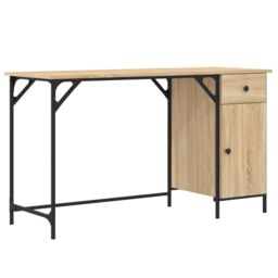 Berkfield Home Computer Desk Sonoma Oak 131x48x75 cm Engineered Wood in Brown - Size: 131 x 48 x 75 cm - thumbnail 2