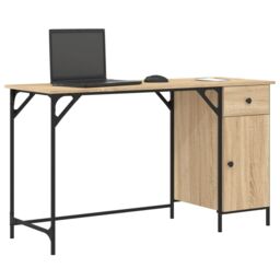 Berkfield Home Computer Desk Sonoma Oak 131x48x75 cm Engineered Wood in Brown - Size: 131 x 48 x 75 cm - thumbnail 3