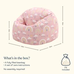 icon Kids Rainbow Bean Bag Chair Pink Childrens Bean Bags - thumbnail 6
