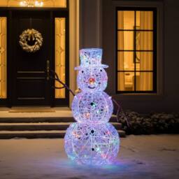 Garden Greatness Illuminated Multi Action Acrylic Snowman in White - Size: 1 Pack - thumbnail 3