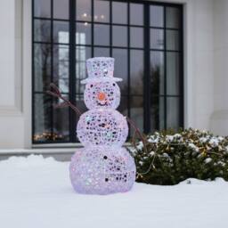 Garden Greatness Illuminated Multi Action Acrylic Snowman in White - Size: 1 Pack - thumbnail 2