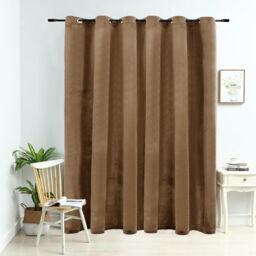 Berkfield Home Blackout Curtain with Metal Rings Velvet Beige 290x245 cm