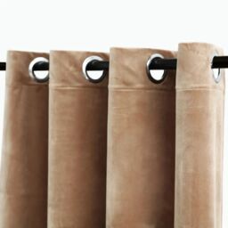 Berkfield Home Blackout Curtain with Metal Rings Velvet Beige 290x245 cm - thumbnail 4