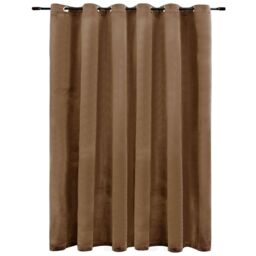 Berkfield Home Blackout Curtain with Metal Rings Velvet Beige 290x245 cm - thumbnail 2