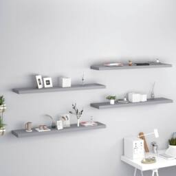 Berkfield Home Durable Floating Wall Shelves 4 pcs Grey 120x23.5x3.8 cm MDF - thumbnail 2