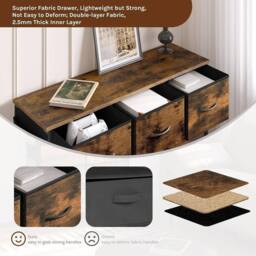 EONLION Chest Of Drawers Retro 12 Drawers Metal Frame in Brown - Size: 100 cm - thumbnail 5
