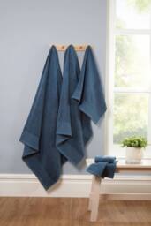 Rapport Home Eden Weave Pure Cotton Face, Hand, Bath Towel & Bath Sheet Set in Blue - thumbnail 3