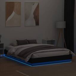 Berkfield Home Durable Bed Frame with LED without Mattress Black 150x200 cm King Size - thumbnail 4