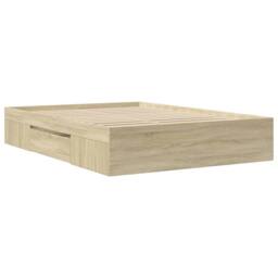 Berkfield Home Durable Bed Frame without Mattress Sonoma Oak 140x200 cm Engineer in Light Brown - thumbnail 7