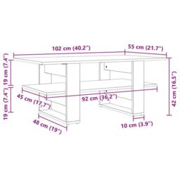 Berkfield Home Decorative Coffee Table White 102x55x42 cm Engineered Wood - Size: 102 x 55 x 42 cm - thumbnail 8