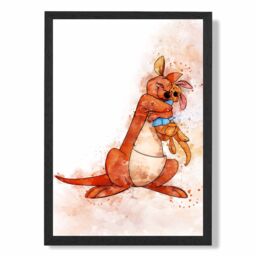 ARTZE Kanga & Roo Watercolour Winnie the Pooh Art Print with Black Frame SIZE: A4 in Purple - thumbnail 2