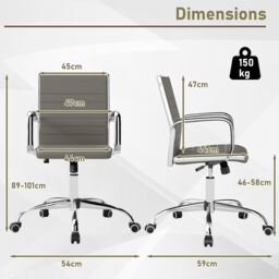 Costway Office Chair Height Adjustable Conference Room Chair in Grey - thumbnail 2