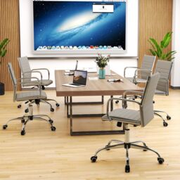 Costway Office Chair Height Adjustable Conference Room Chair in Grey - thumbnail 5