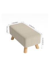 Living and Home Rectangular Upholstered Linen Shoe Changing Stool with Rubberwood Legs in Beige - thumbnail 5