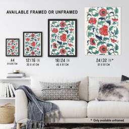 Artery8 Owen Jones Elegant Red Flower Filigree Pattern Framed Wall Art Print - Size: A4 - thumbnail 3