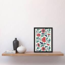 Artery8 Owen Jones Elegant Red Flower Filigree Pattern Framed Wall Art Print - Size: A4 - thumbnail 4