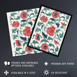 Artery8 Owen Jones Elegant Red Flower Filigree Pattern Framed Wall Art Print - Size: A4 - thumbnail 2