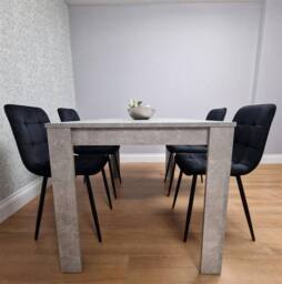 KOSY KOALA Modern Dining Table Set with 4 Velvet Chairs Dining Room Furniture in Grey - thumbnail 4
