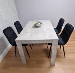 KOSY KOALA Modern Dining Table Set with 4 Velvet Chairs Dining Room Furniture in Grey - thumbnail 3