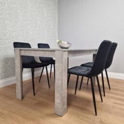 KOSY KOALA Modern Dining Table Set with 4 Velvet Chairs Dining Room Furniture in Grey - thumbnail 2