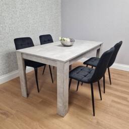 KOSY KOALA Modern Dining Table Set with 4 Velvet Chairs Dining Room Furniture in Grey - thumbnail 1