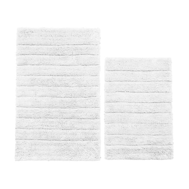 Allure Bath Fashions Ribbed Two Piece Bath Mat Set - 100% Cotton in White - image 1