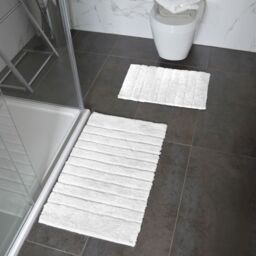 Allure Bath Fashions Ribbed Two Piece Bath Mat Set - 100% Cotton in White - thumbnail 2