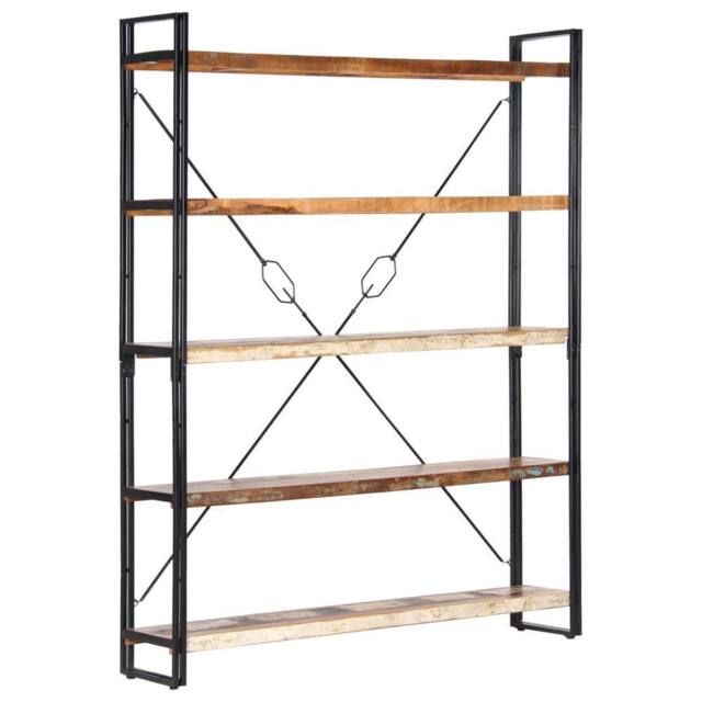 Berkfield Home 5-Tier Bookcase 140x30x180 cm Solid Reclaimed Wood in Brown - Size: 140 x 30 x 180 cm - image 1